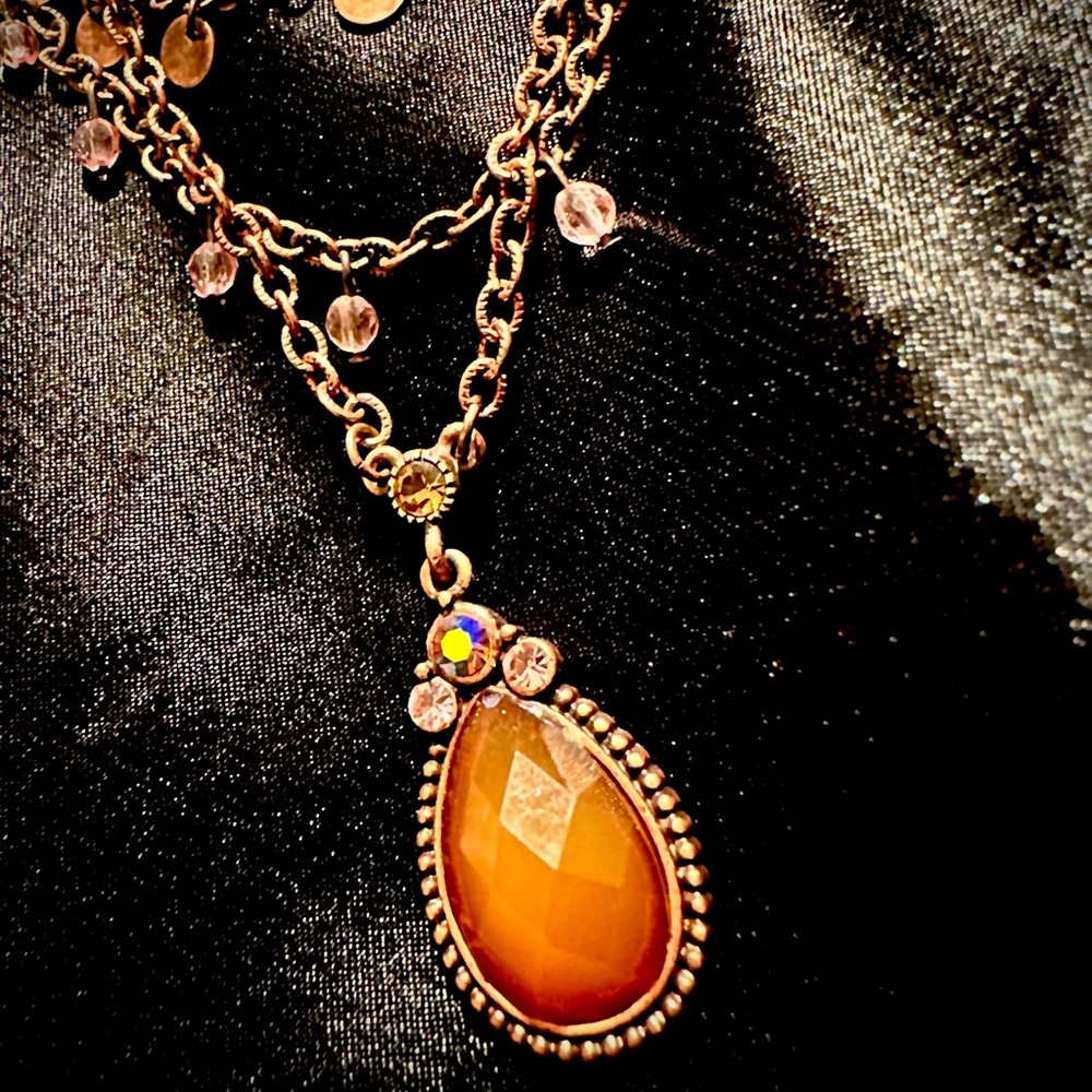 Vintage style 1928 brand multilayer rose gold colored necklace